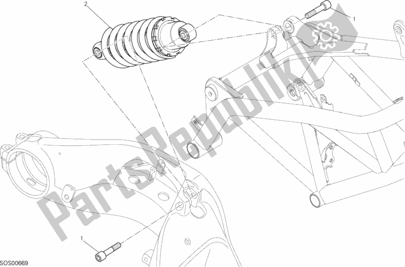 All parts for the Sospensione Posteriore of the Ducati Hypermotard Brasil 821 2016